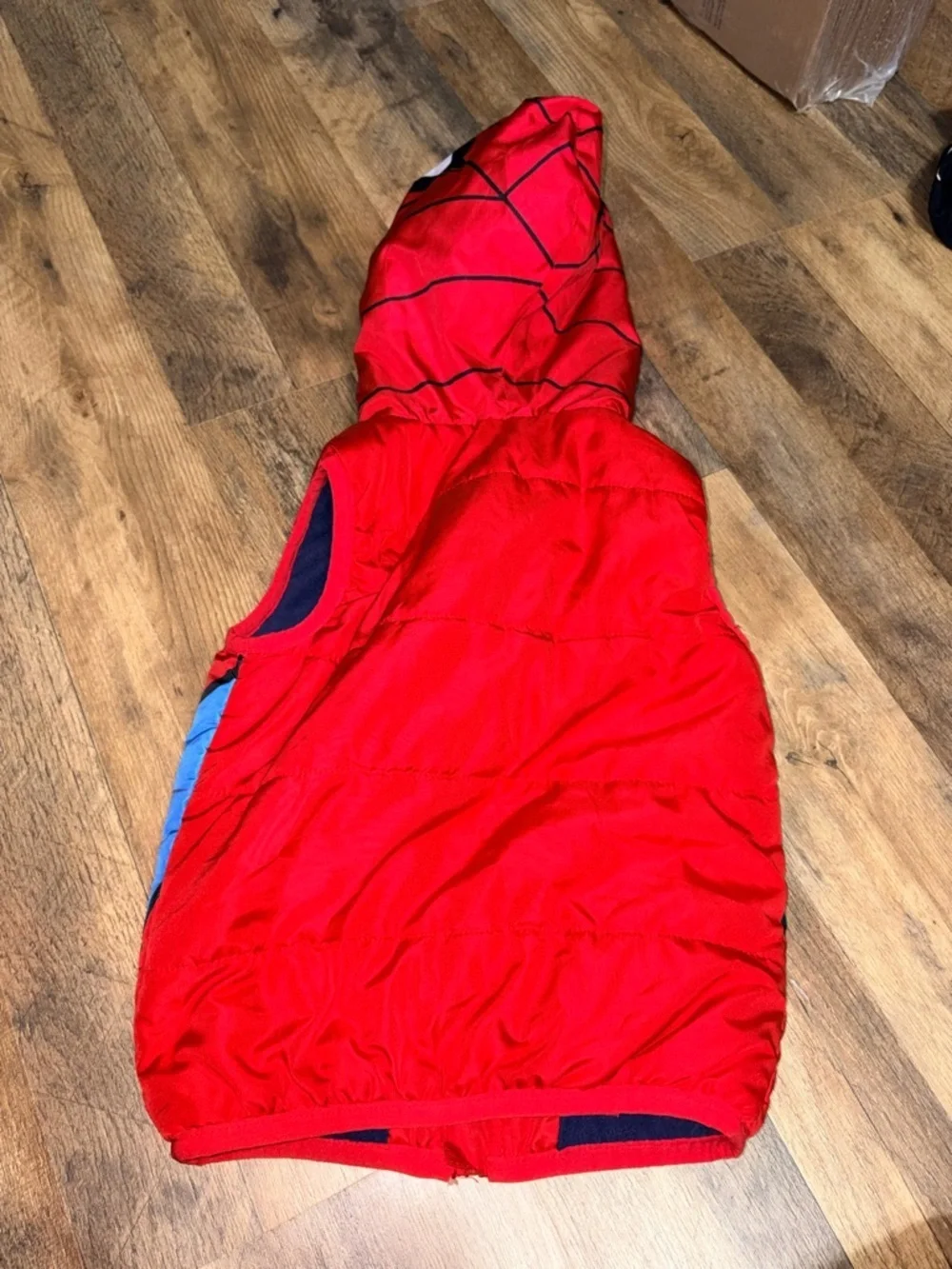 Marvel Spider-Man Boys Puffer Vest Size 5 Red Blue Hooded Superhero Jacket